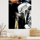 Uitzicht van de Classic Shovelhead Harley Motor Poster (Keuken)