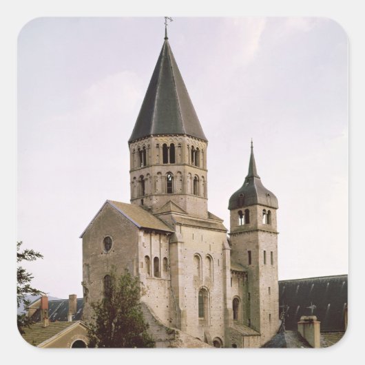 Uitzicht van de Clocher de l'Eau Benite Vierkante Sticker (Voorkant)