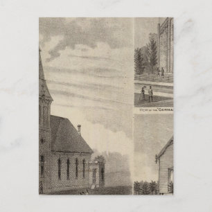 Uitzicht van de Duitse katholieke kerken in Minnes Briefkaart