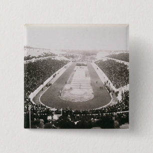 Uitzicht van de eerste officiële Olympische Spele Vierkante Button 5,1 Cm