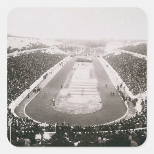 Uitzicht van de eerste officiële Olympische Spelen Vierkante Sticker