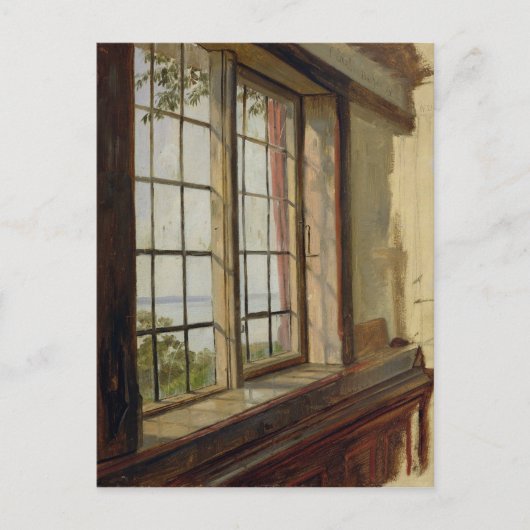 Uitzicht van de Elbe door een raam, 1838 Briefkaart (Voorkant)