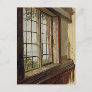 Uitzicht van de Elbe door een raam, 1838 Briefkaart