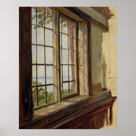 Uitzicht van de Elbe door een raam, 1838 Poster (Voorkant)