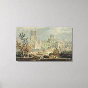 Uitzicht van de Ely Cathedraal (potlood & m/c op p Canvas Afdruk
