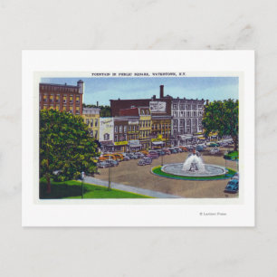 Uitzicht van de fontein van het Plein van het Publ Briefkaart