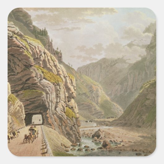 Uitzicht van de Galerie d'Algaby bij de Valais Bor Vierkante Sticker (Voorkant)