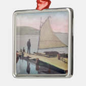 Uitzicht van de gedockte zeilboot bij het Utah Lak Metalen Ornament (Links)