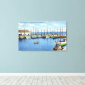 Uitzicht van de Geviste vloot in de haven Canvas Afdruk (Insitu (Houten vloer))