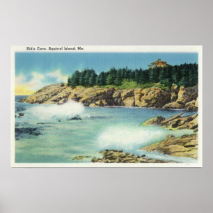 Uitzicht van de grot van Kind op Squirrel Island Poster