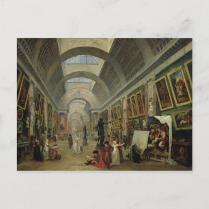 Uitzicht van de Grote Galerij van het Louvre, 1796 Briefkaart