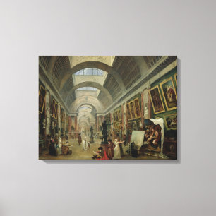 Uitzicht van de Grote Galerij van het Louvre, 1796 Canvas Afdruk