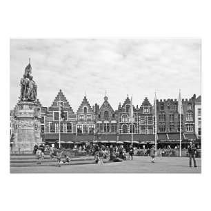 Uitzicht van de Grote Markt in Brugge Foto Afdruk