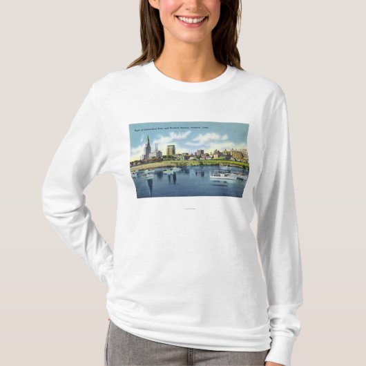 Uitzicht van de Hartfort Skyline in de Connecticut T-shirt (Voorkant)