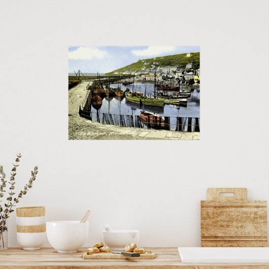 uitzicht van de haven, Mousehole Cornwall Poster (Keuken)