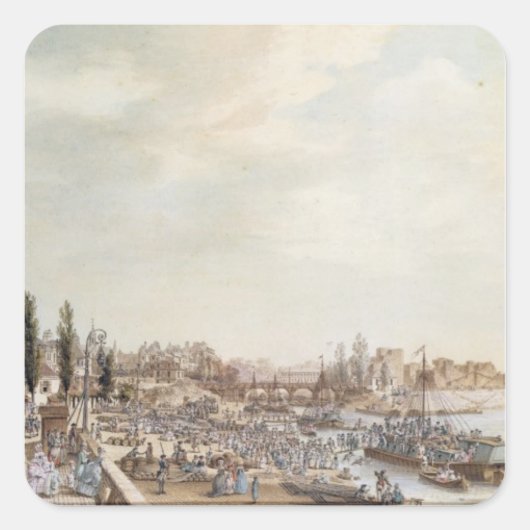 Uitzicht van de haven Saint-Paul, Parijs, 1782 Vierkante Sticker (Voorkant)