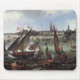 Uitzicht van de haven van Antwerpen Muismat
