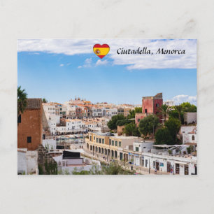 Uitzicht van de haven van Ciutadella en de stad Me Briefkaart