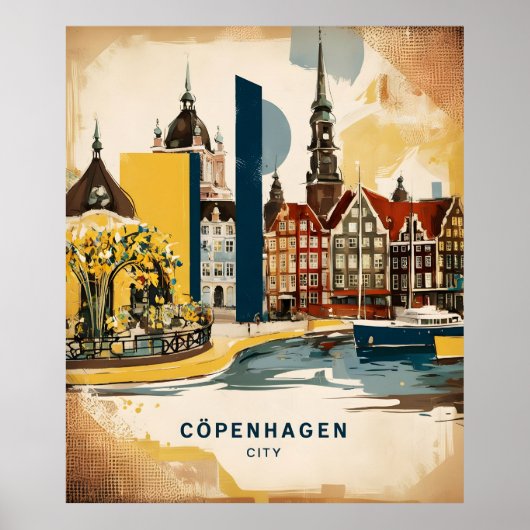 Uitzicht van de haven van Kopenhagen Poster (Voorkant)