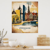Uitzicht van de haven van Kopenhagen Poster (Keuken)