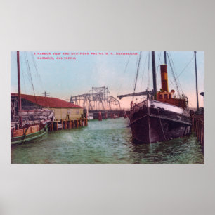 Uitzicht van de haven van SP RR DrawbridgeOakland, Poster