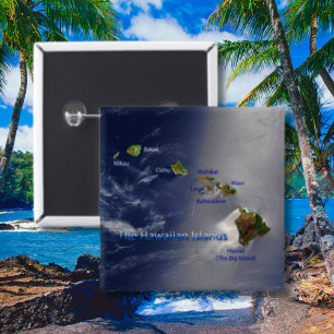 Uitzicht van de Hawaiiaanse eilanden Vierkante Button 5,1 Cm