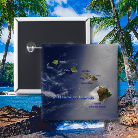 Uitzicht van de Hawaiiaanse eilanden Vierkante Button 5,1 Cm