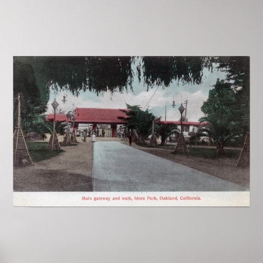 Uitzicht van de hoofdgateway naar Idora ParkOaklan Poster (Voorkant)