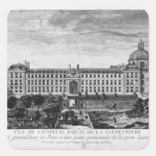 Uitzicht van de Hopital Royal de La Salpetriere Vierkante Sticker