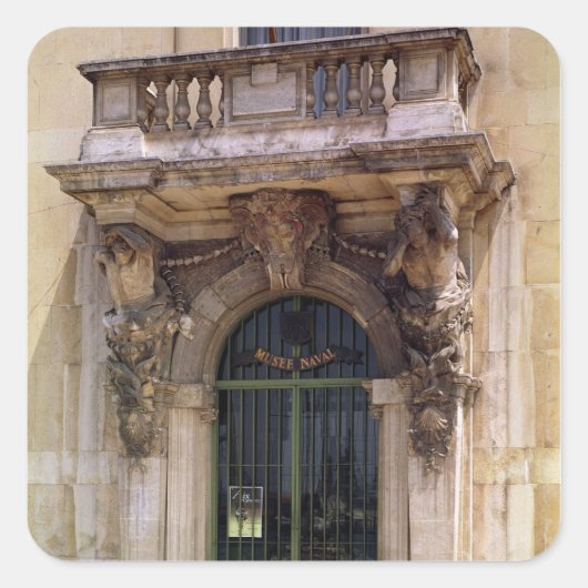 Uitzicht van de ingang van het museum vierkante sticker (Voorkant)