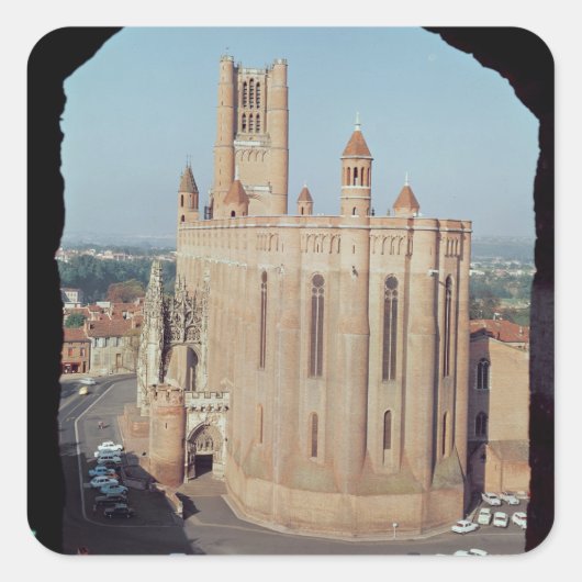 Uitzicht van de kathedraal van Sainte-Cecile Vierkante Sticker (Voorkant)