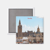 Uitzicht van de kathedraal van Sevilla Magneet (Voorkant / Achterkant)