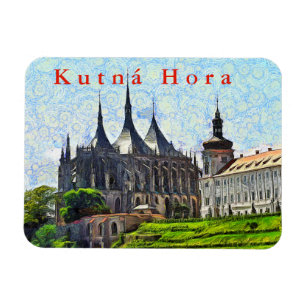 Uitzicht van de kathedraal van St. Barbara in Kutn Magneet