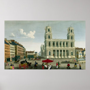 Uitzicht van de kerk Saint-Sulpice Poster