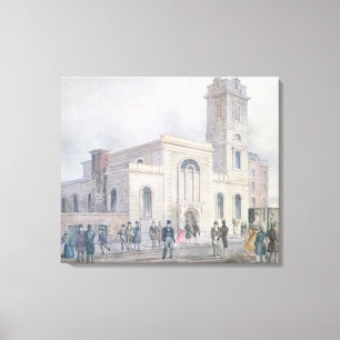 Uitzicht van de kerk van St. Bartholomew Canvas Afdruk