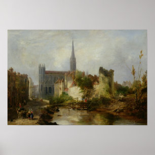 Uitzicht van de Kerk van St. Peter, Caen, 1841 Poster