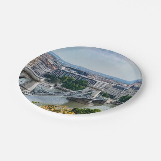 Uitzicht van de kettingbrug in Boedapest, Hongarij Papieren Bordje (Gekanteld)