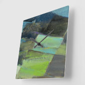 Uitzicht van de kust II | Abstracte afdrukken Vierkante Klok (Hoek)