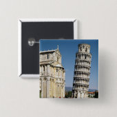 Uitzicht van de Leaning Tower Vierkante Button 5,1 Cm (Voorkant /achterkant)