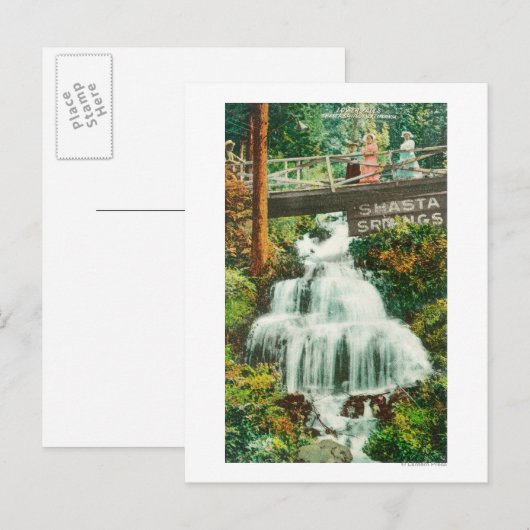 Uitzicht van de Lower FallsShasta Springs, CA Briefkaart (Voorkant / Achterkant)