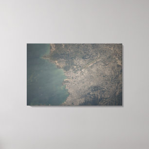 Uitzicht van de lucht in het gebied Port-au-Prince Canvas Afdruk