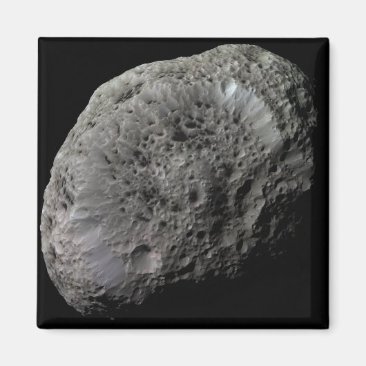 Uitzicht van de maan Hyperion van Saturnus met val Magneet (Voorkant)