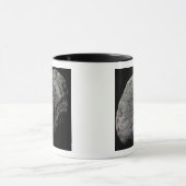 Uitzicht van de maan Hyperion van Saturnus met val Mok (Midden)