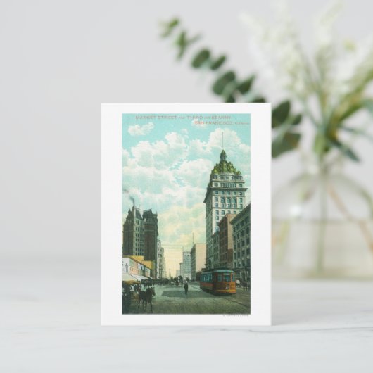 Uitzicht van de markt St. bij 3rd en Kearny Briefkaart (Staand voorkant)