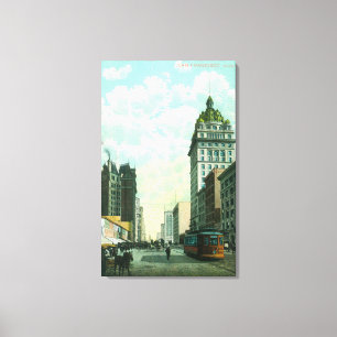Uitzicht van de markt St. bij 3rd en Kearny Canvas Afdruk