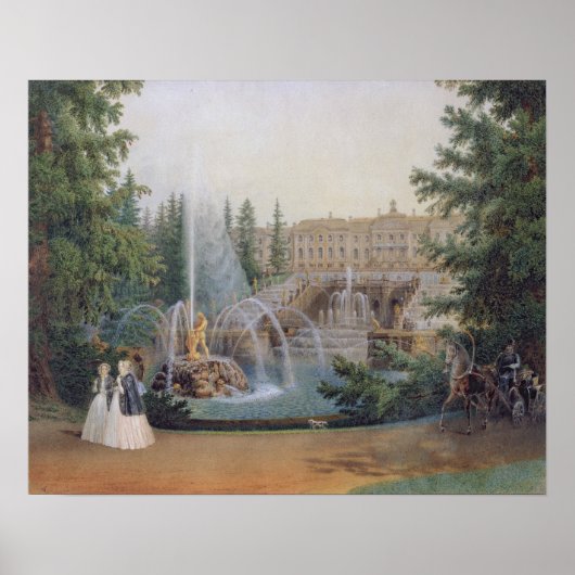 Uitzicht van de Marly Cascade Poster (Voorkant)