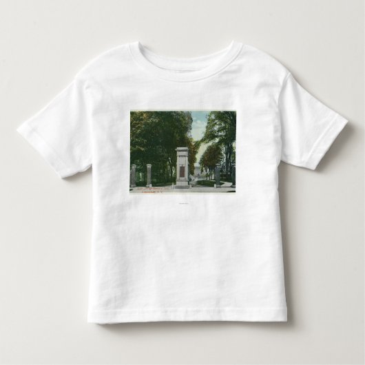 Uitzicht van de Memorial Gate van het Uniecollege Kinder Shirts (Voorkant)