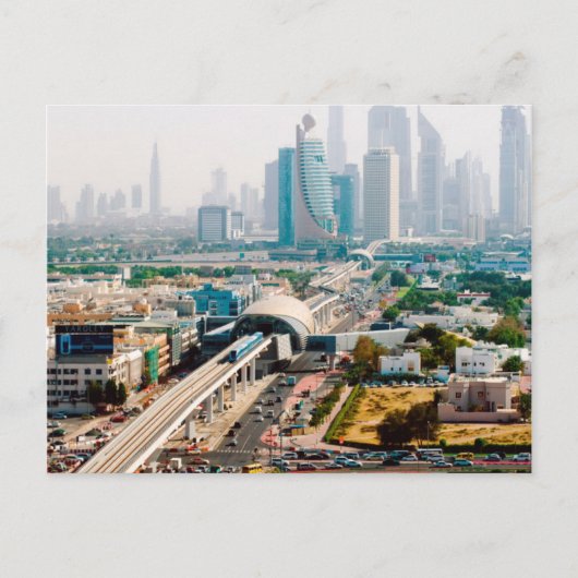 Uitzicht van de metrolijn en wolkenkrabbers briefkaart (Voorkant)