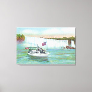 Uitzicht van de Mist Boat Canvas Afdruk