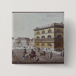 Uitzicht van de munt, Berlijn Vierkante Button 5,1 Cm